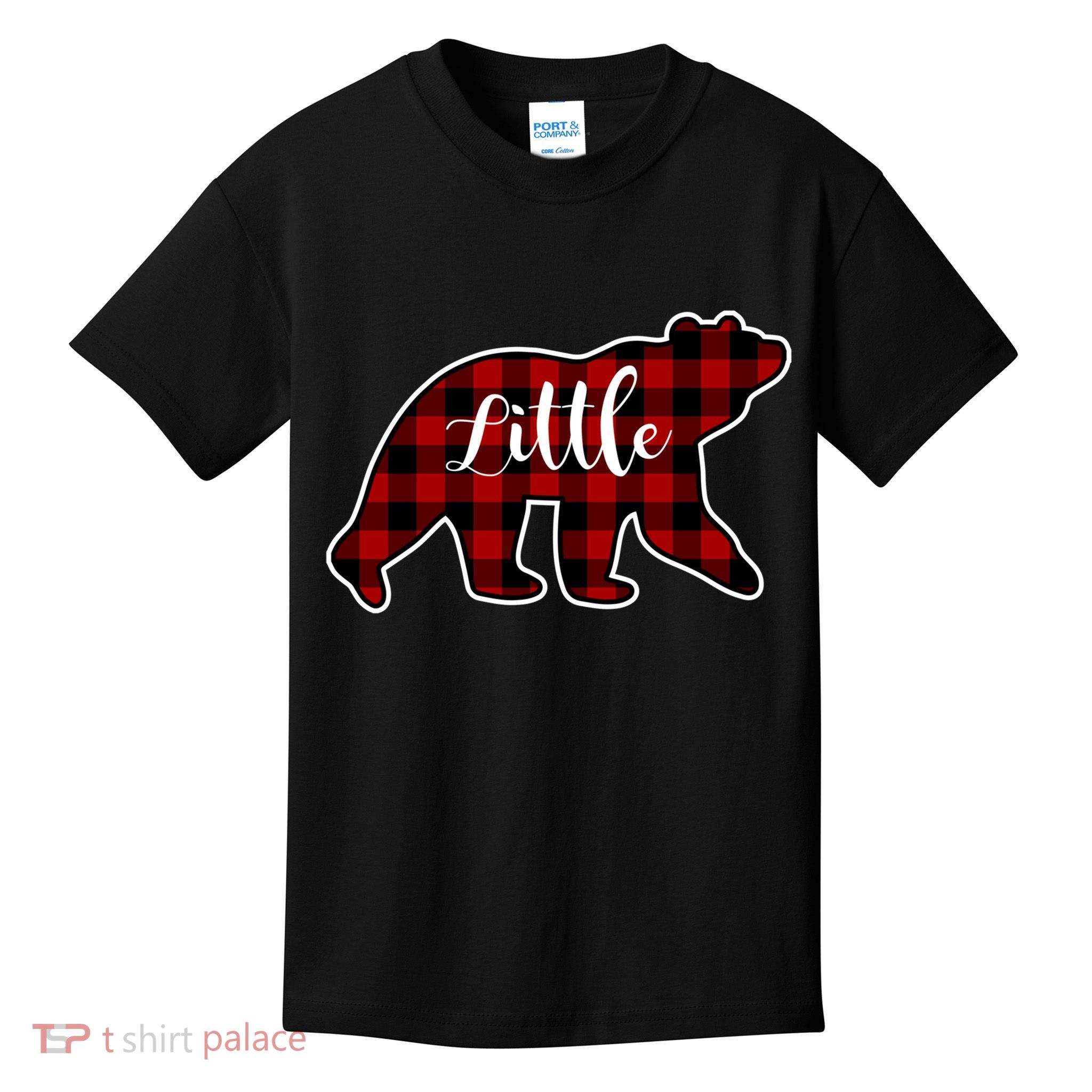 Red Plaid Little Bear Matching Family Group Gift Kids T-Shirt