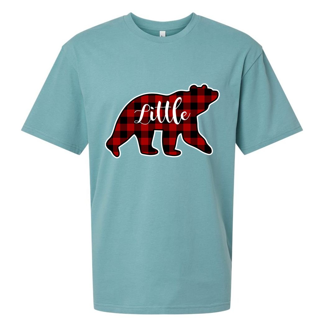 Red Plaid Little Bear Matching Family Group Gift Sueded Cloud Jersey T-Shirt