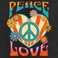 Retro Peace Love Peace Sign 60s 70s Hippie Style 7 Panel Mesh Trucker Snapback Hat