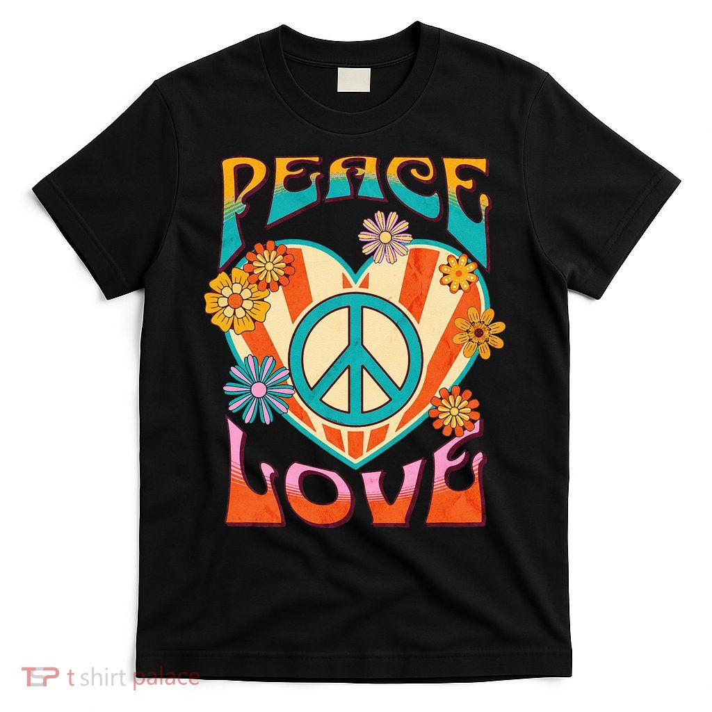 Retro Peace Love Peace Sign 60s 70s Hippie Style T-Shirt