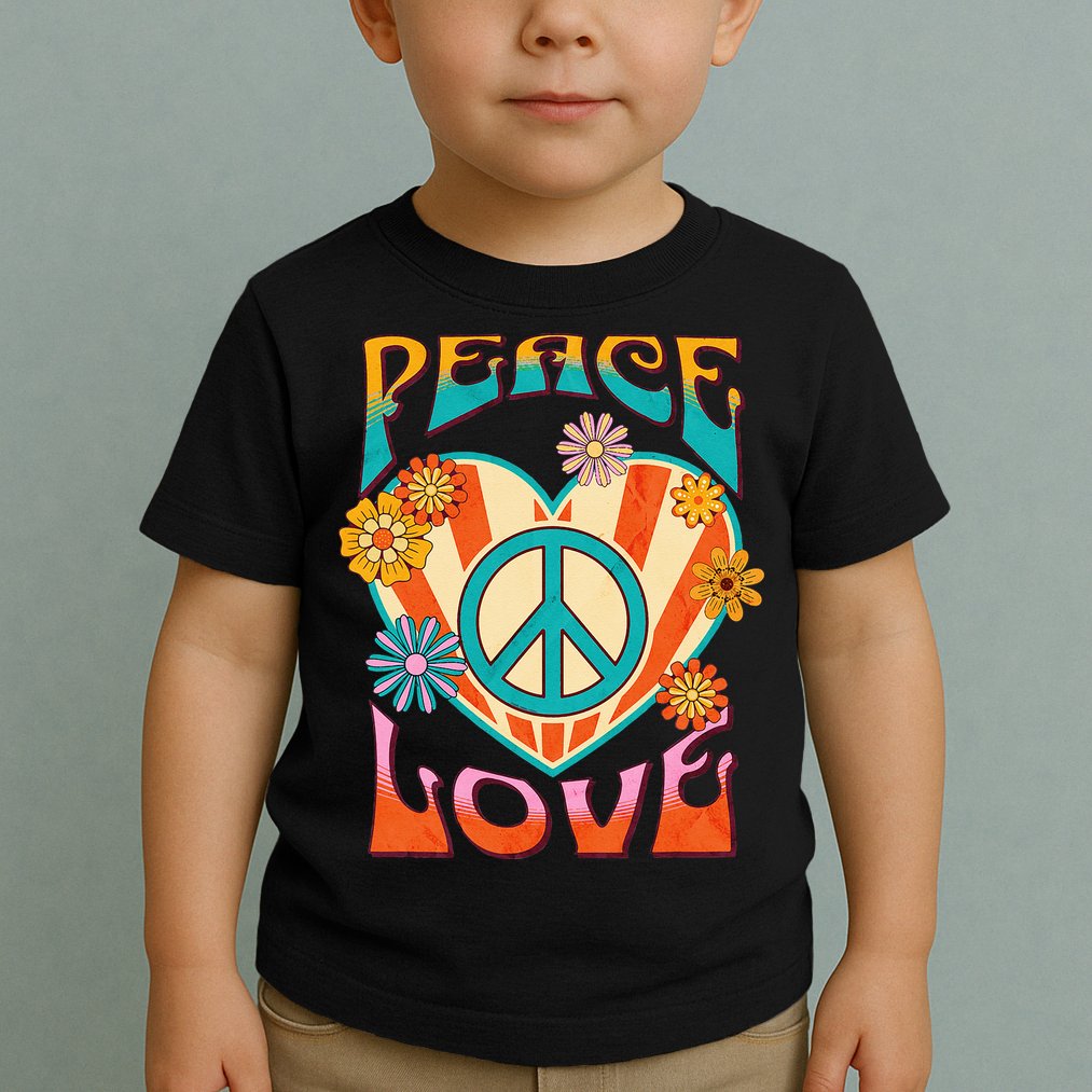 Retro Peace Love Peace Sign 60s 70s Hippie Style Toddler T-Shirt
