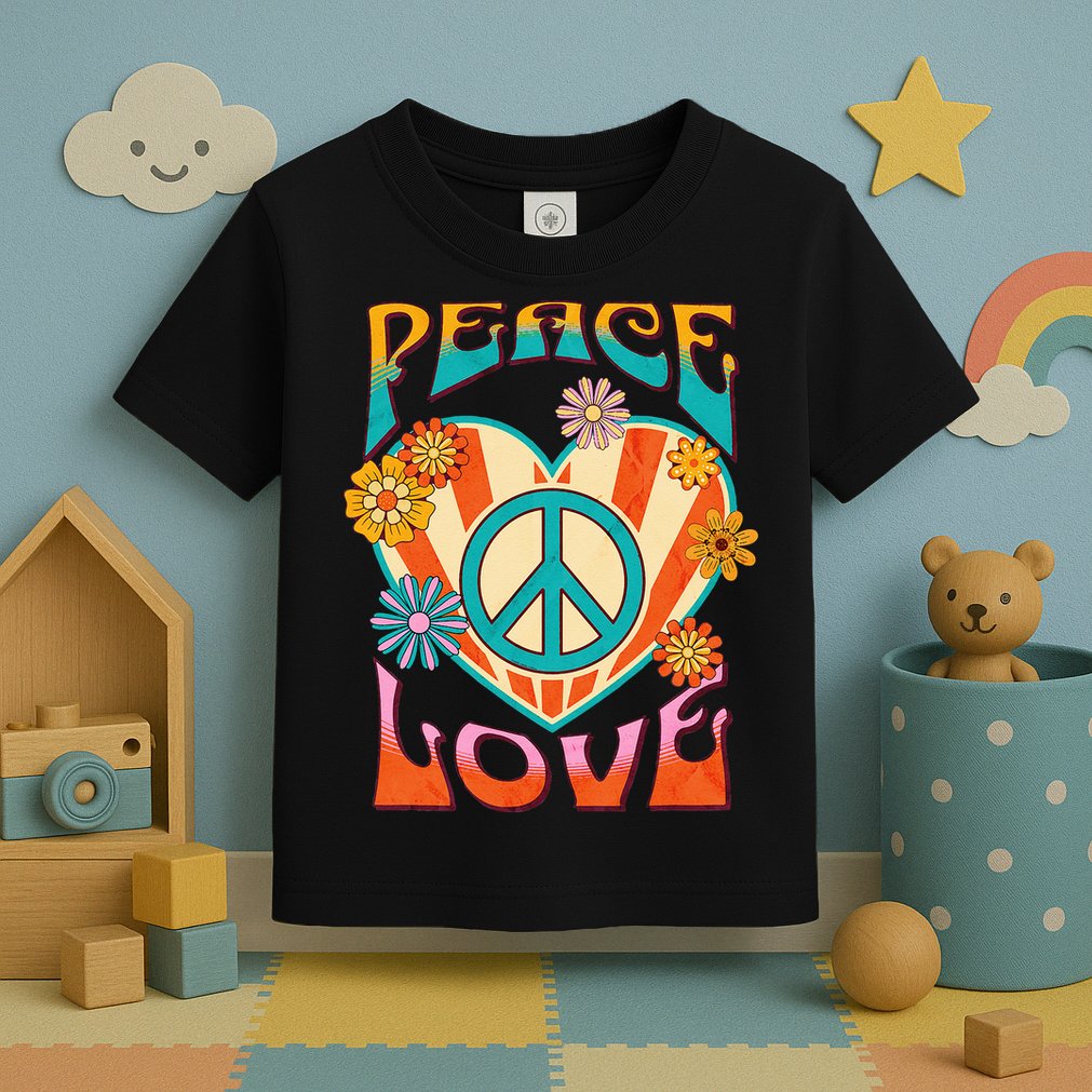 Retro Peace Love Peace Sign 60s 70s Hippie Style Toddler T-Shirt