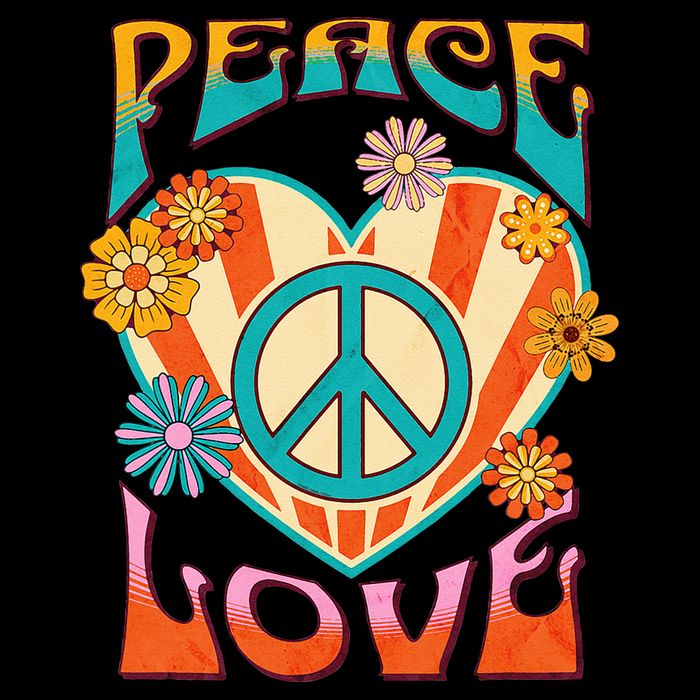 Retro Peace Love Peace Sign 60s 70s Hippie Style Toddler T-Shirt