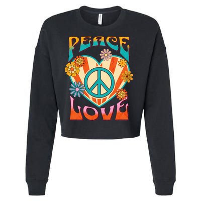 Retro Peace Love Peace Sign 60s 70s Hippie Style Cropped Pullover Crew