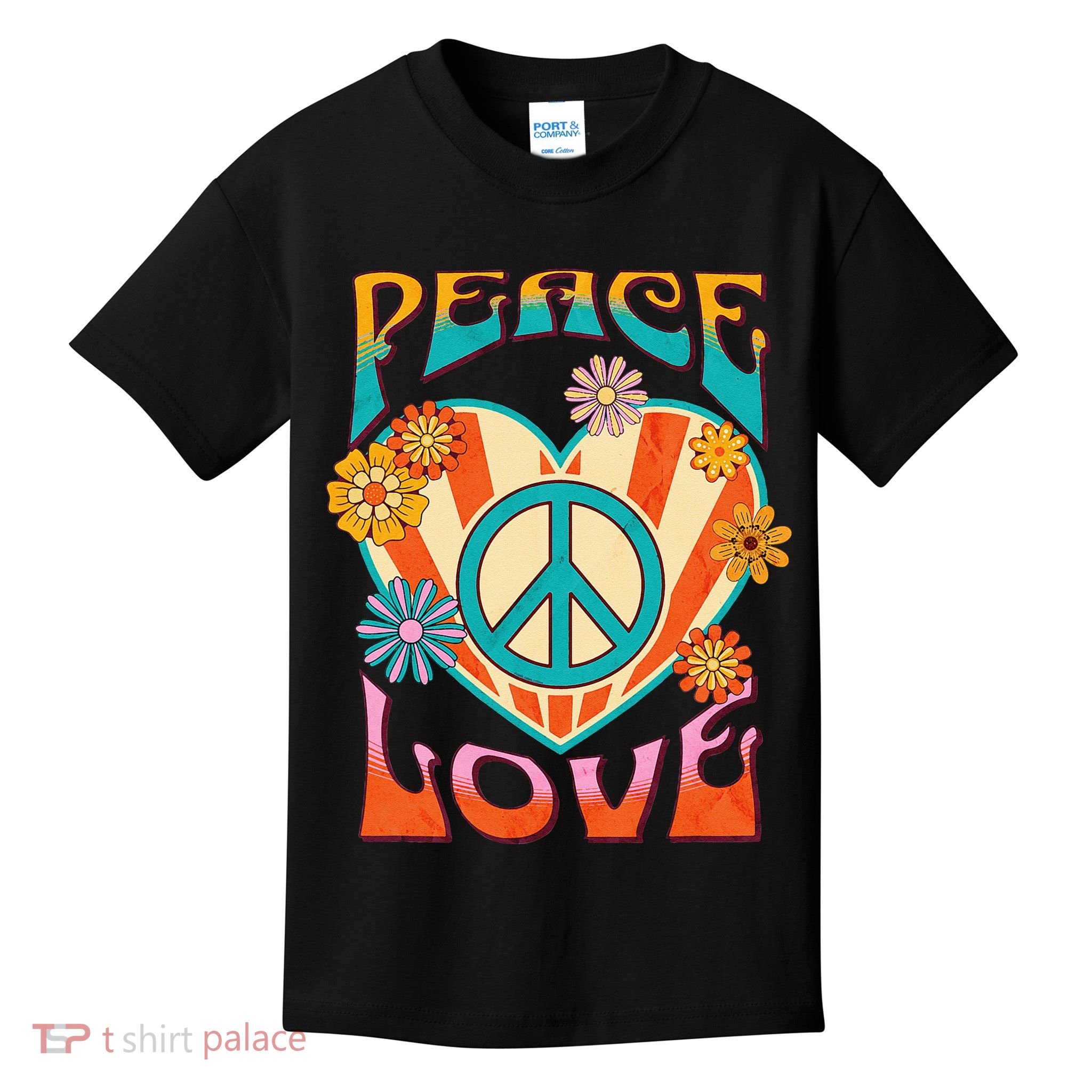 Retro Peace Love Peace Sign 60s 70s Hippie Style Kids T-Shirt