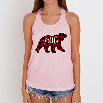 Red Plaid Little Bear Matching Family Group Meaningful Gift Women's Knotted Racerback Tank