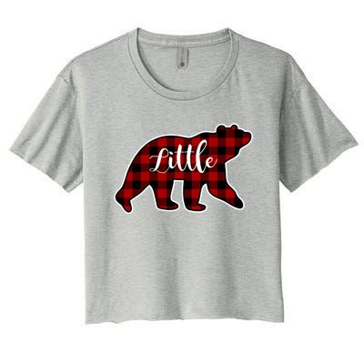 Red Plaid Little Bear Matching Family Group Meaningful Gift Women's Crop Top Tee