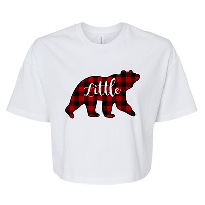 Red Plaid Little Bear Matching Family Group Meaningful Gift Bella+Canvas Jersey Crop Tee