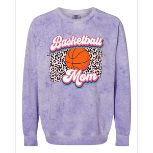 Retro Pink Leopard Basketball Mom Mother's Day Sport Mama Colorblast Crewneck Sweatshirt