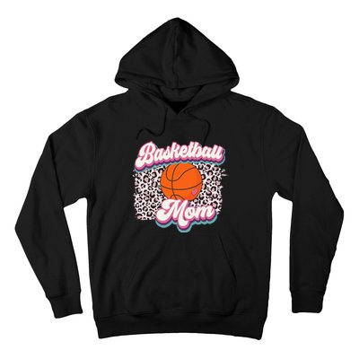 Retro Pink Leopard Basketball Mom Mother's Day Sport Mama Hoodie