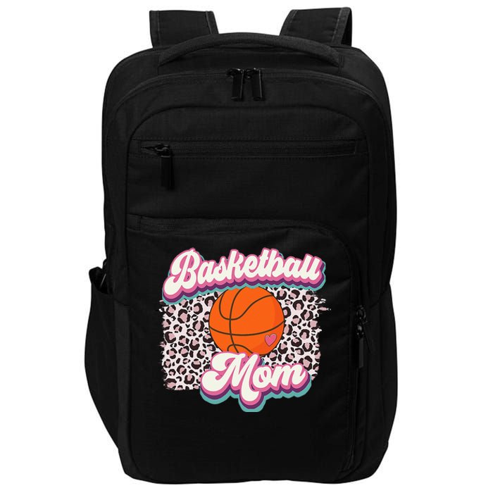 Retro Pink Leopard Basketball Mom Mother's Day Sport Mama Impact Tech Backpack