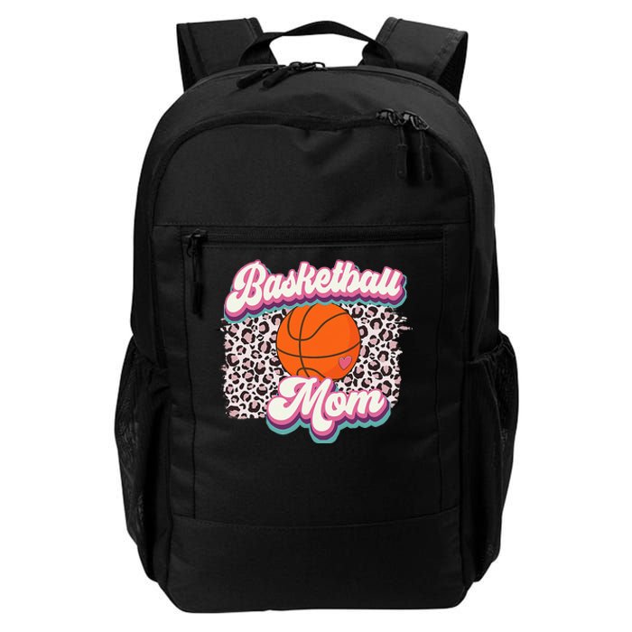 Retro Pink Leopard Basketball Mom Mother's Day Sport Mama Daily Commute Backpack