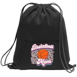 Retro Pink Leopard Basketball Mom Mother's Day Sport Mama Sweatshirt Cinch Pack Bag