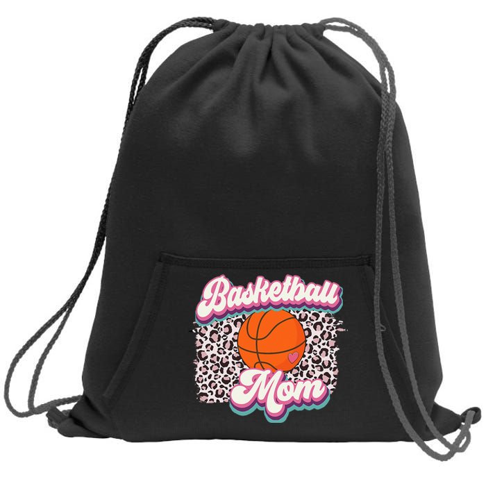 Retro Pink Leopard Basketball Mom Mother's Day Sport Mama Sweatshirt Cinch Pack Bag