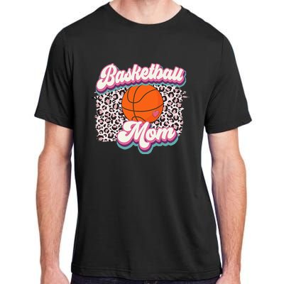 Retro Pink Leopard Basketball Mom Mother's Day Sport Mama Adult ChromaSoft Performance T-Shirt