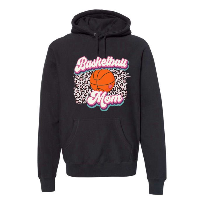 Retro Pink Leopard Basketball Mom Mother's Day Sport Mama Premium Hoodie