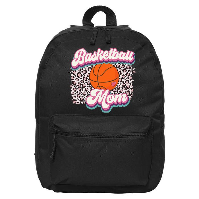 Retro Pink Leopard Basketball Mom Mother's Day Sport Mama 16 in Basic Backpack