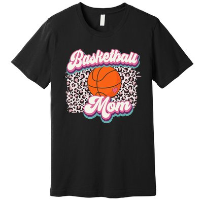 Retro Pink Leopard Basketball Mom Mother's Day Sport Mama Premium T-Shirt