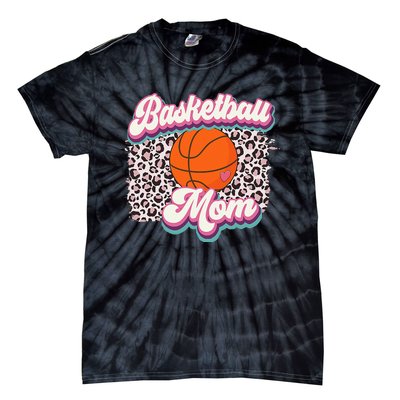 Retro Pink Leopard Basketball Mom Mother's Day Sport Mama Tie-Dye T-Shirt