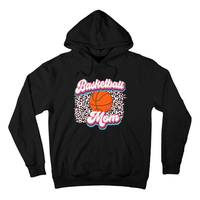 Retro Pink Leopard Basketball Mom Mother's Day Sport Mama Tall Hoodie