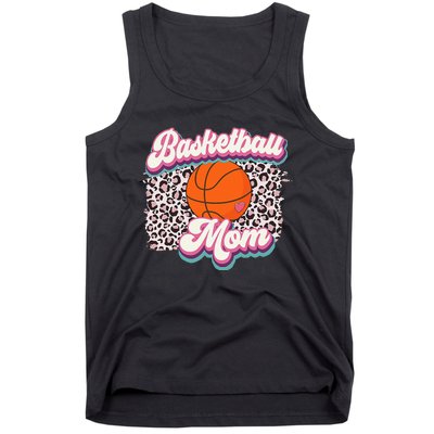 Retro Pink Leopard Basketball Mom Mother's Day Sport Mama Tank Top