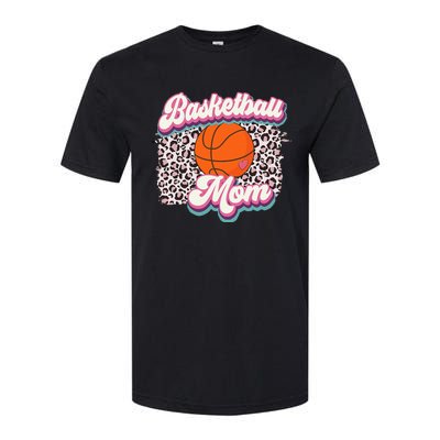 Retro Pink Leopard Basketball Mom Mother's Day Sport Mama Softstyle CVC T-Shirt