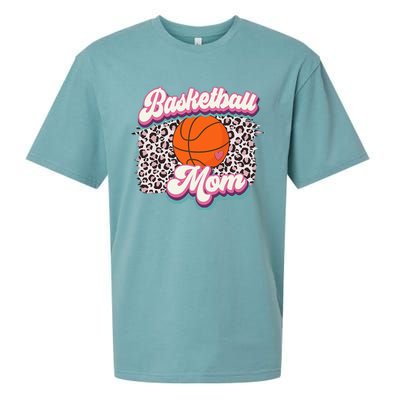 Retro Pink Leopard Basketball Mom Mother's Day Sport Mama Sueded Cloud Jersey T-Shirt