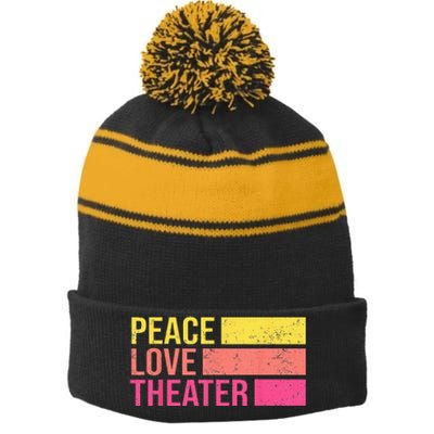 Retro Peace Love Theater For Actor & Actress Stripe Pom Pom Beanie