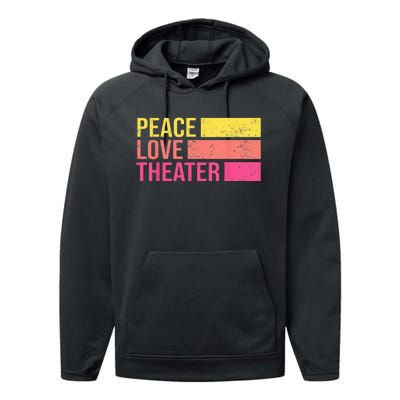 Retro Peace Love Theater For Actor & Actress Performance Fleece Hoodie