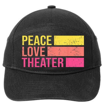 Retro Peace Love Theater For Actor & Actress 7-Panel Snapback Hat