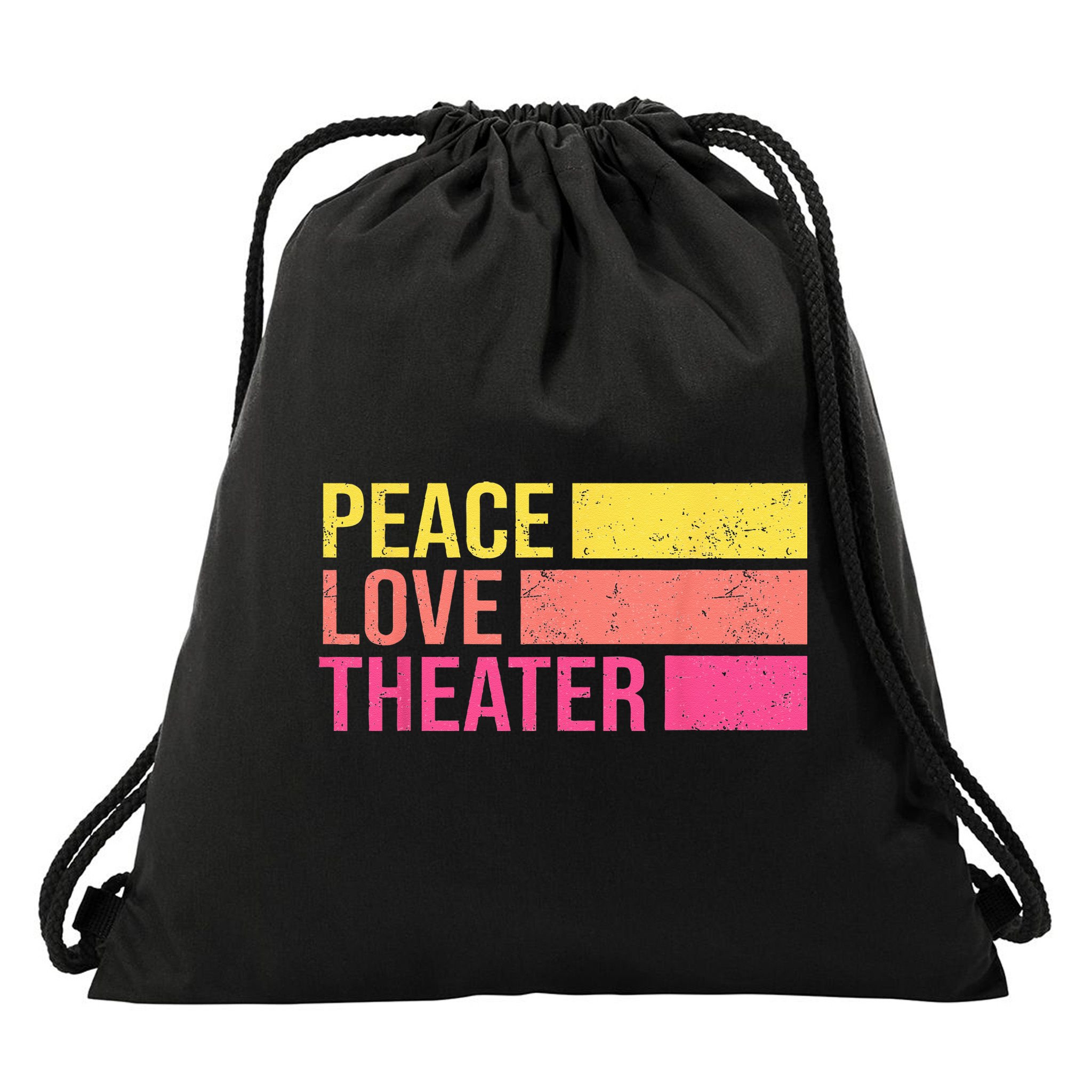 Retro Peace Love Theater For Actor & Actress Drawstring Bag