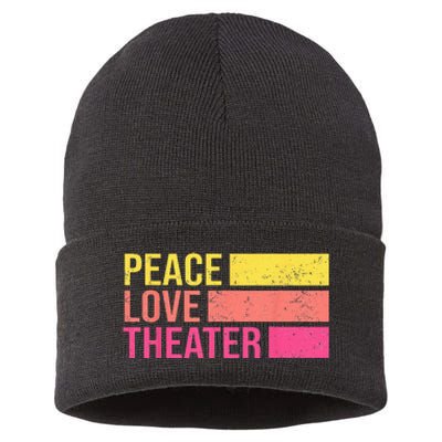 Retro Peace Love Theater For Actor & Actress Sustainable Knit Beanie