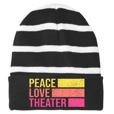 Retro Peace Love Theater For Actor & Actress Striped Beanie with Solid Band