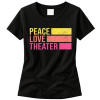 Retro Peace Love Theater For Actor & Actress Womens T-Shirt