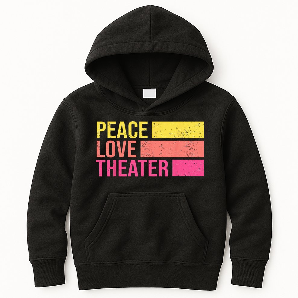 Retro Peace Love Theater For Actor & Actress Kids Hoodie