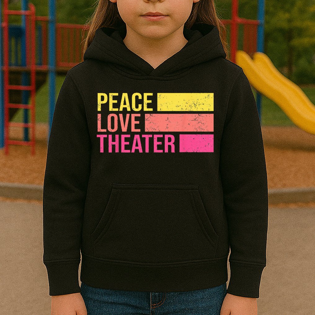 Retro Peace Love Theater For Actor & Actress Kids Hoodie