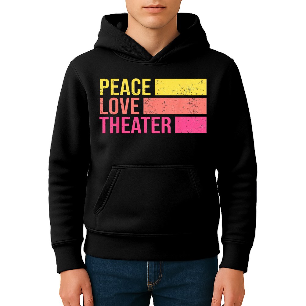 Retro Peace Love Theater For Actor & Actress Kids Hoodie