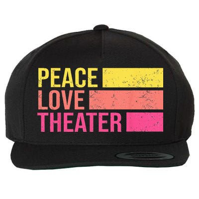 Retro Peace Love Theater For Actor & Actress Wool Snapback Cap