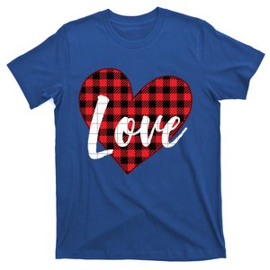 Red Plaid Love Heart Happy Valentine's Day Funny Gift T-Shirt