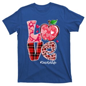 Red Plaid Love Teacher Life Happy Valentine's Day Gift T-Shirt