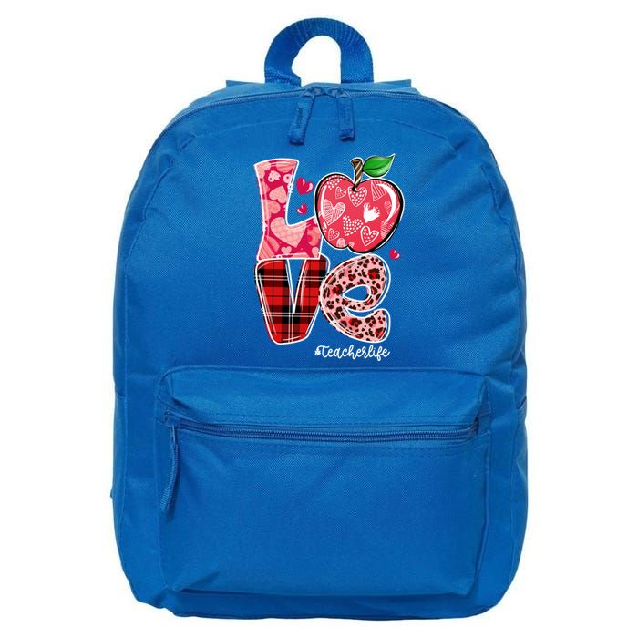 Red Plaid Love Teacher Life Happy Valentine's Day Gift 16 in Basic Backpack