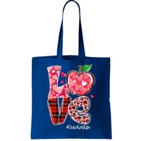 Red Plaid Love Teacher Life Happy Valentine's Day Gift Tote Bag