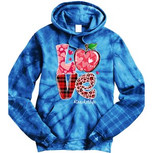 Red Plaid Love Teacher Life Happy Valentine's Day Gift Tie Dye Hoodie