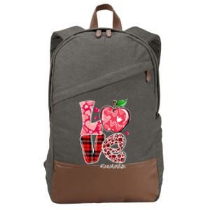 Red Plaid Love Teacher Life Happy Valentine's Day Gift Cotton Canvas Backpack