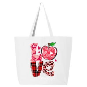 Red Plaid Love Teacher Life Happy Valentine's Day Gift 25L Jumbo Tote