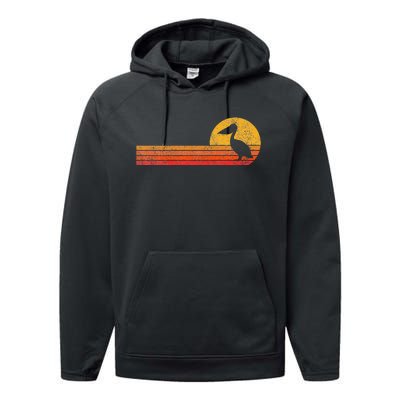 Retro Pelican Lover Funny Pelican Vintage Performance Fleece Hoodie