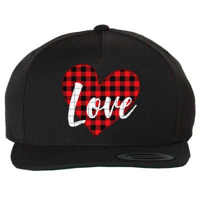 Red Plaid LOVE Heart Happy Valentine's Day Gifts Wool Snapback Cap