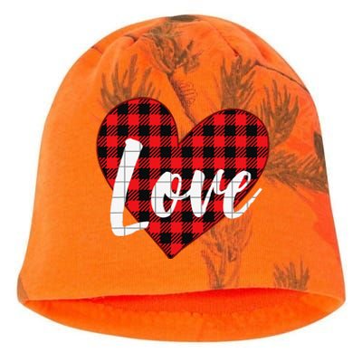 Red Plaid LOVE Heart Happy Valentine's Day Gifts Kati - Camo Knit Beanie