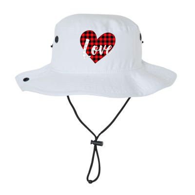 Red Plaid LOVE Heart Happy Valentine's Day Gifts Legacy Cool Fit Booney Bucket Hat