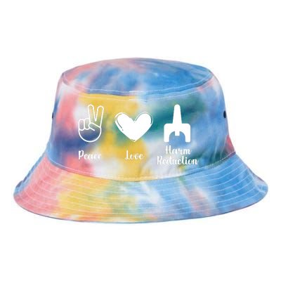 Retro Peace Love Harm Reduction Overdose Awareness Nurse Tie Dye Newport Bucket Hat